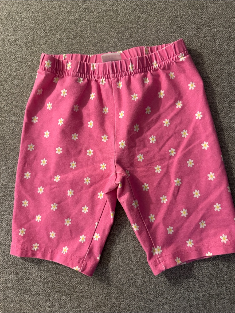 5/$15- Girls Pink Daisy Print Stretch Jersey Bike Shorts